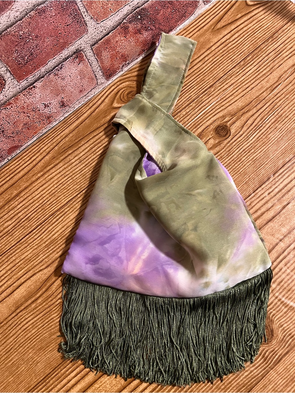 Stylish Lavender & Olive Fringe Women's Japanese Knot Bag